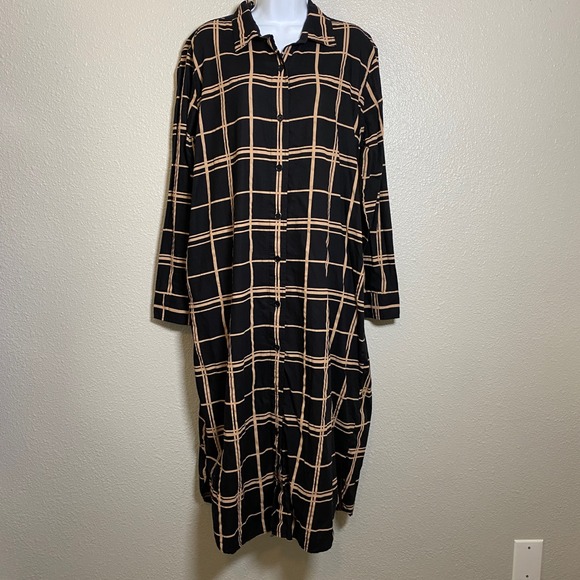 Pact Dresses & Skirts - PACT Organic Cotton Plaid Midi Shirt Dress Large Summer Casual Summer Relaxed